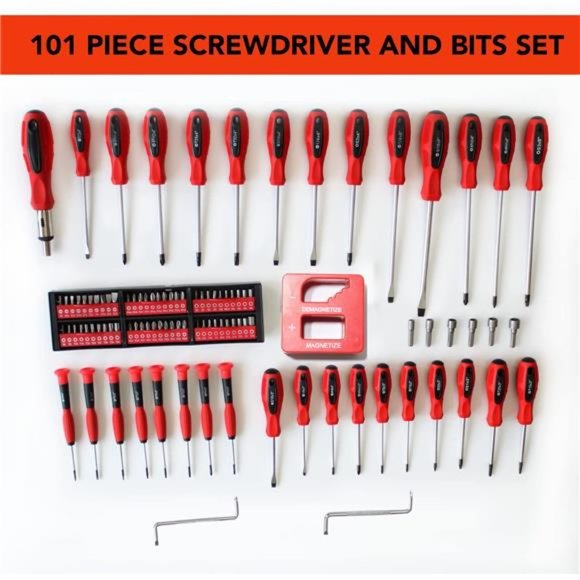 101-Piece Magnetic Screwdriver Set with Organizer Rack,Drive Magnetic Bit - Picture 2 of 7